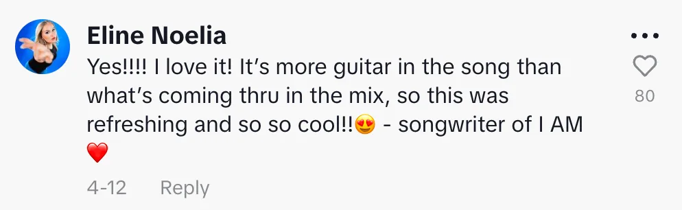 The songwriter loved it